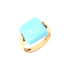 Turquoise Rose Gold Ring Handcrafted in Italy by Botta Gioielli