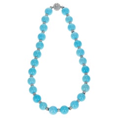 Vintage Turquoise Round Beads with Diamond Discs, 18k 