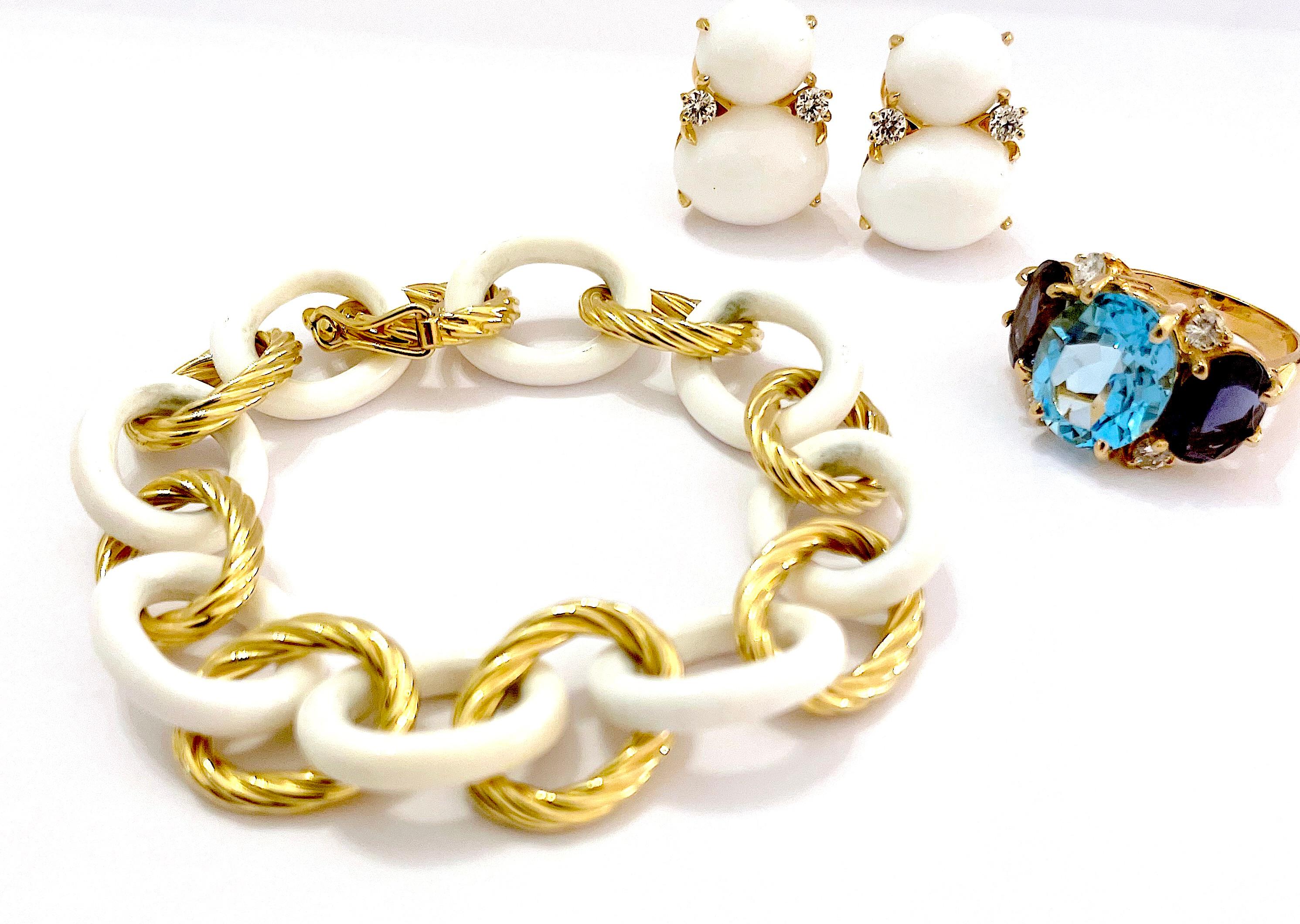 Turquoise Rubelite Diamond Gold Earrings For Sale 10