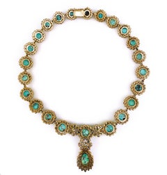 18 Karat Turquoise Blue Sapphire Diamond Necklace