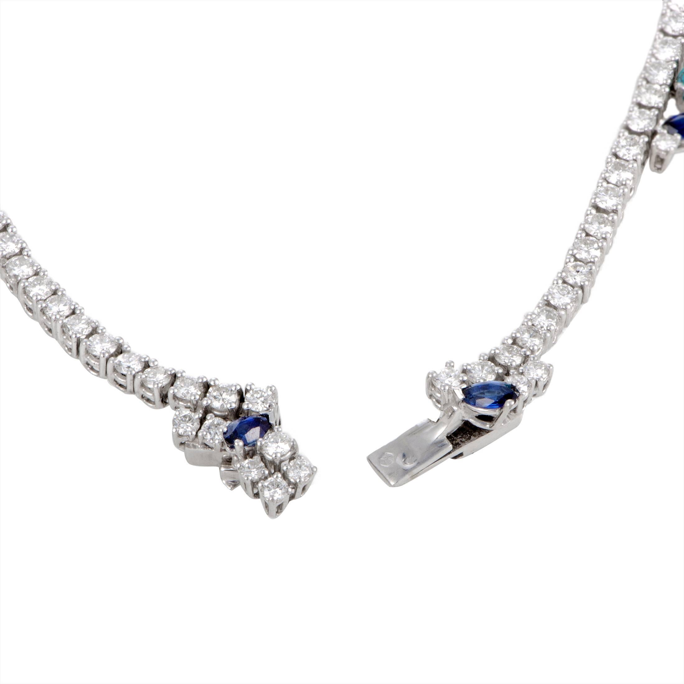 Turquoise Sapphire and Diamond Gold Collar Necklace at 1stDibs