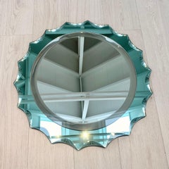 Turquoise Scalloped Mirror by Antonio Lupi, 1960s Italy