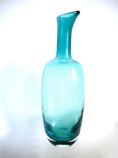 Turquoise Scandinavian Modern Decanter/Bottle Possibly Timo Sarpaneva, 1965