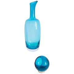 Turquoise Scandinavian Modern Decanter/Bottle Possibly Timo Sarpaneva, 1965