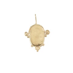 Turquoise Sea Foam Pendant with Black Diamond, Solid Gold