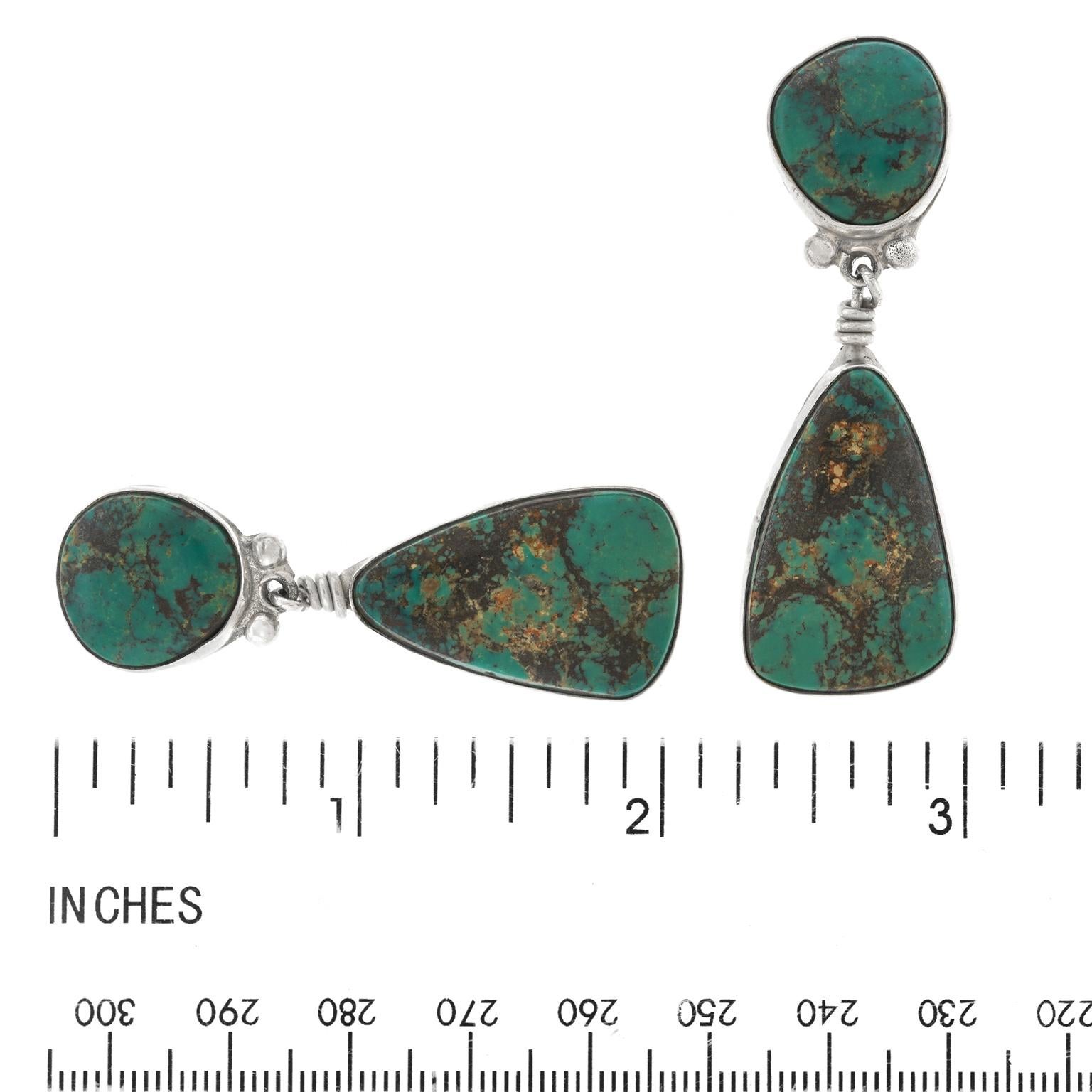 Turquoise Set Navajo Sterling Earrings 1