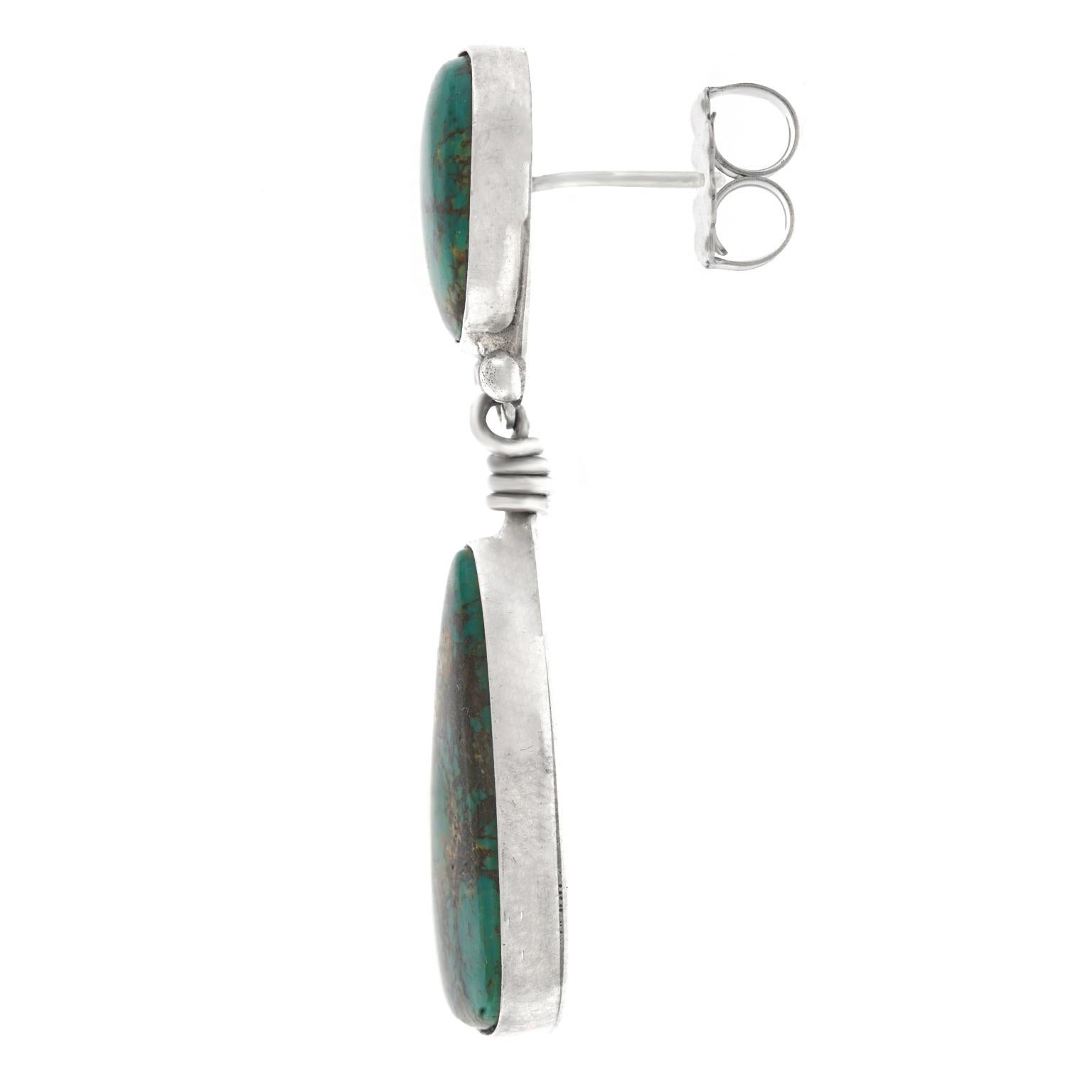 Turquoise Set Navajo Sterling Earrings 2