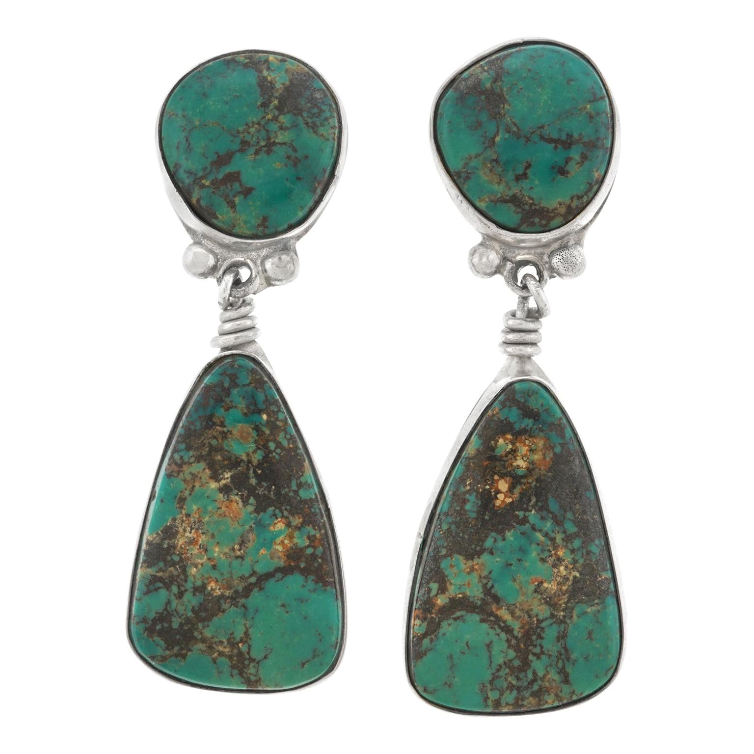 Turquoise Set Navajo Sterling Earrings