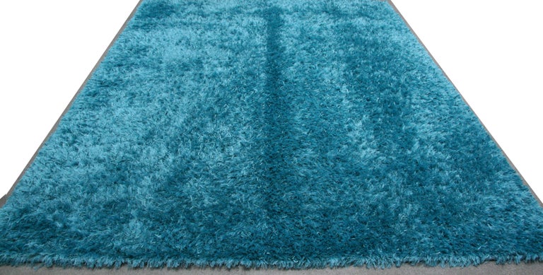 Indian Turquoise Shag Rug For Sale