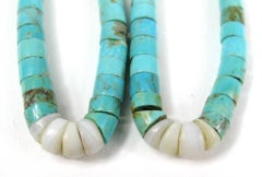 Turquoise Shell Earrings Sterling Silver Native American Zuni