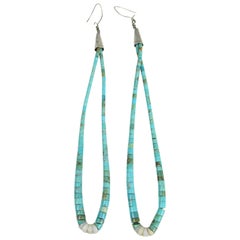 Turquoise Shell Earrings Sterling Silver Native American Zuni 