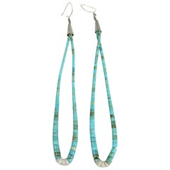 Turquoise Shell Earrings Sterling Silver Native American Zuni