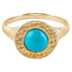 Turquoise Signet Ring in 14 Karat Gold by Allison Bryan