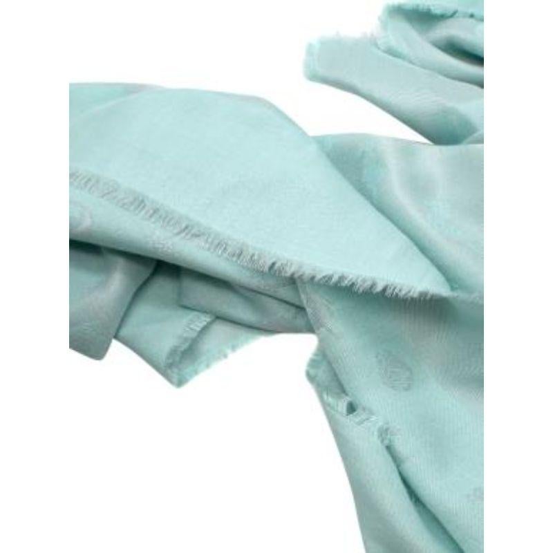 Turquoise Silk Blend Scarf For Sale 5