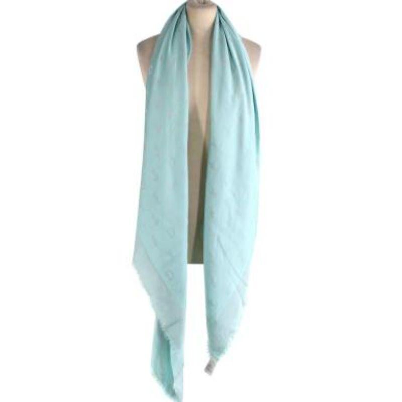 Blue Turquoise Silk Blend Scarf For Sale