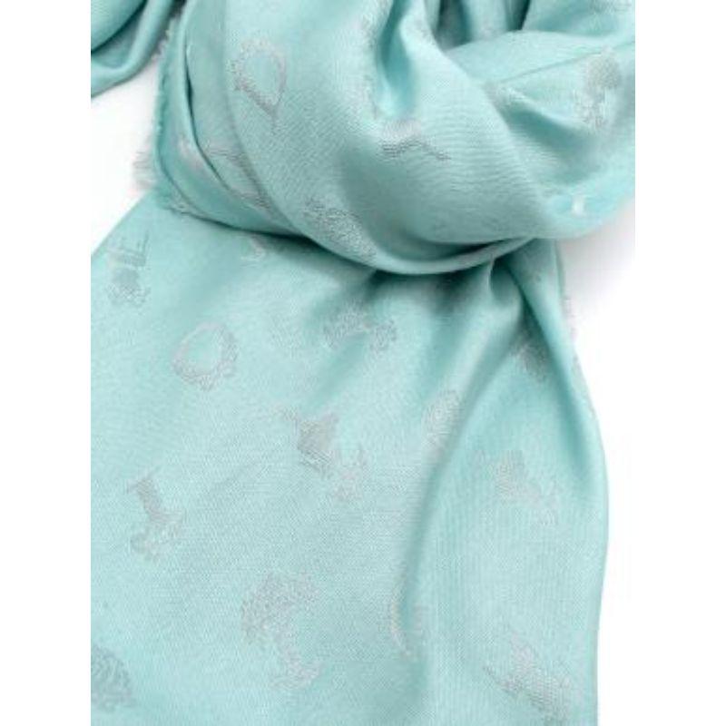 Turquoise Silk Blend Scarf In Good Condition For Sale In London, GB