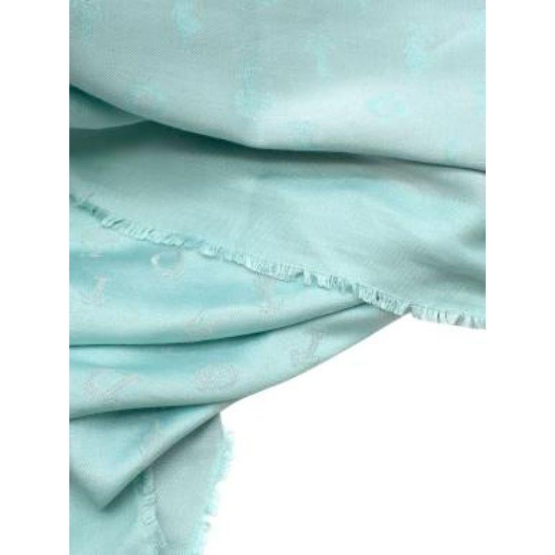 Turquoise Silk Blend Scarf For Sale 1