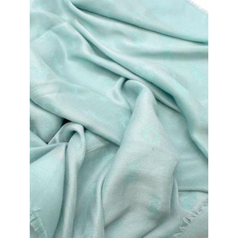 Turquoise Silk Blend Scarf For Sale 3