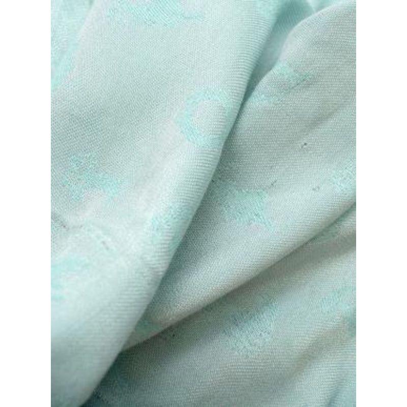 Turquoise Silk Blend Scarf For Sale 4