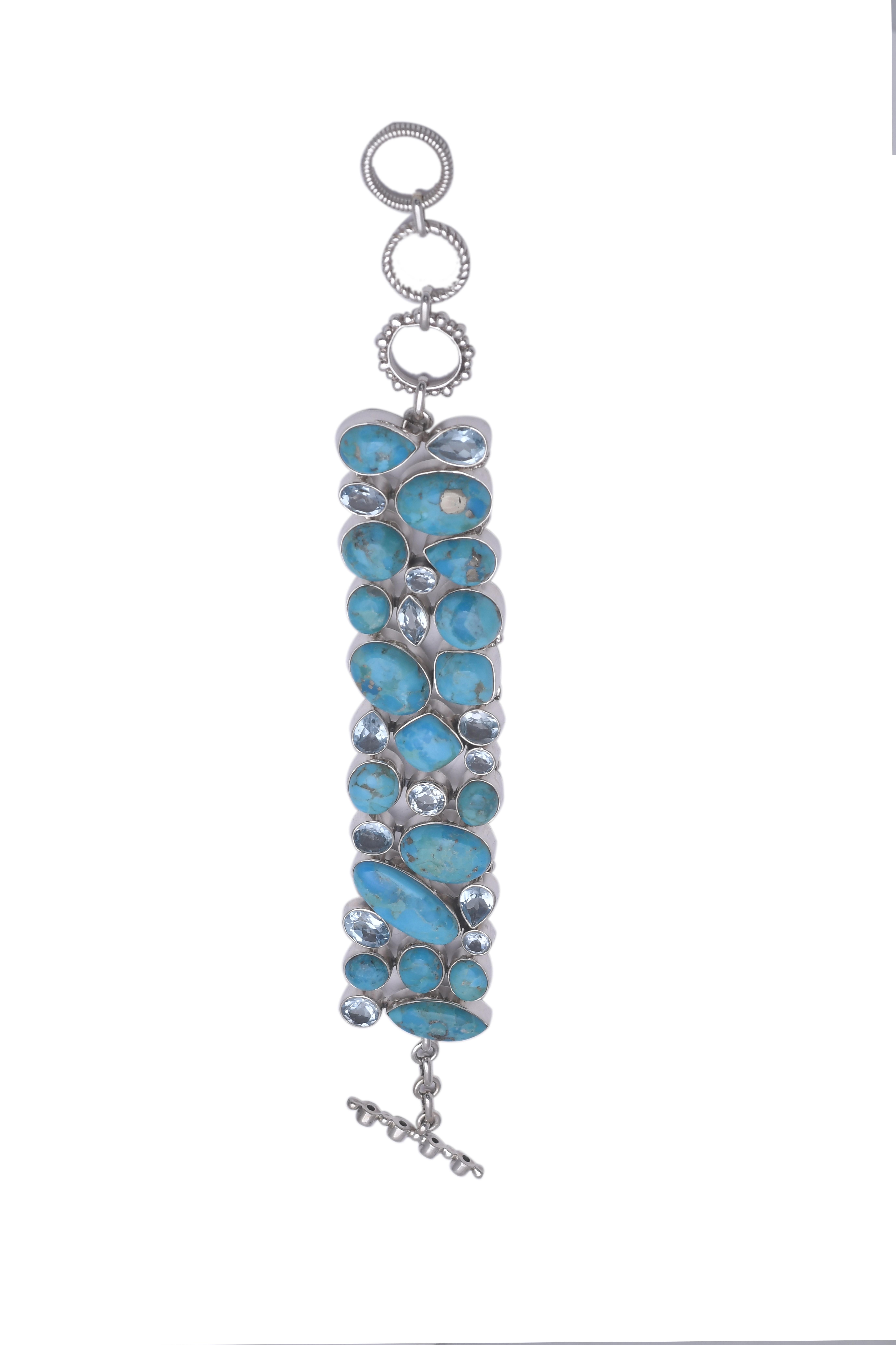Turquoise 925 sterling Silver Bracelet In New Condition In jaipur, IN