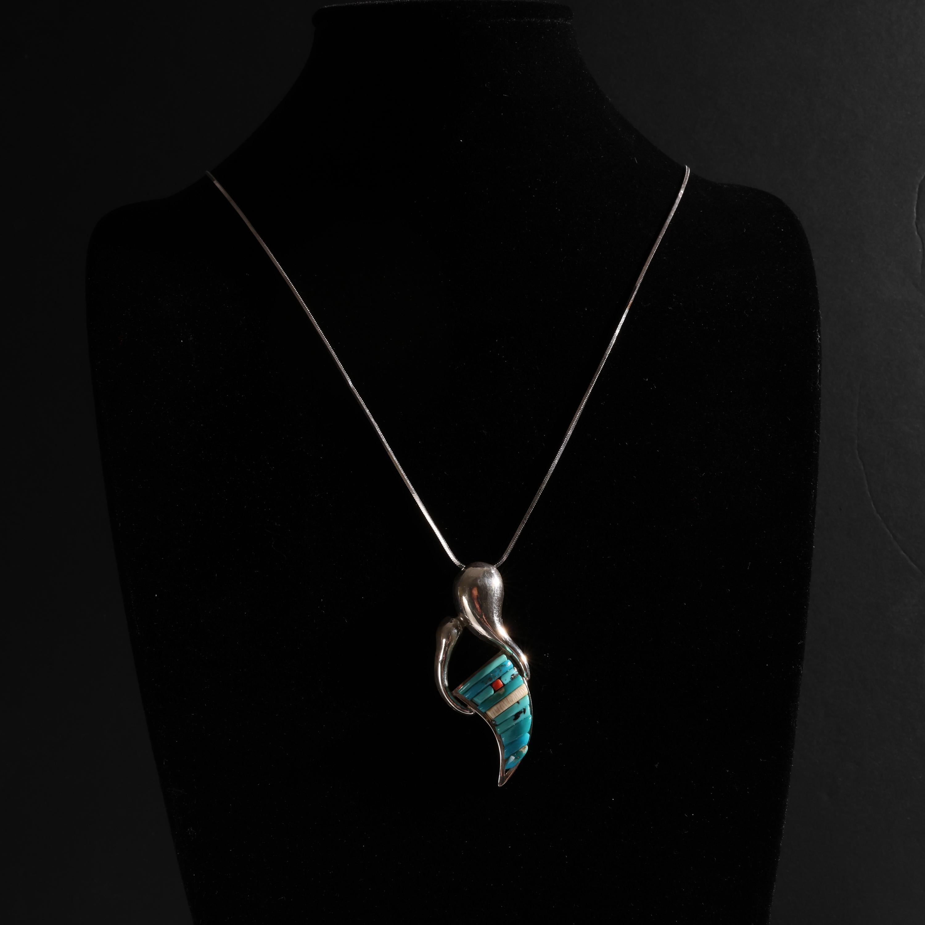 Pendentif en turquoise et argent, Pete Sierra, Navajo Unisexe en vente