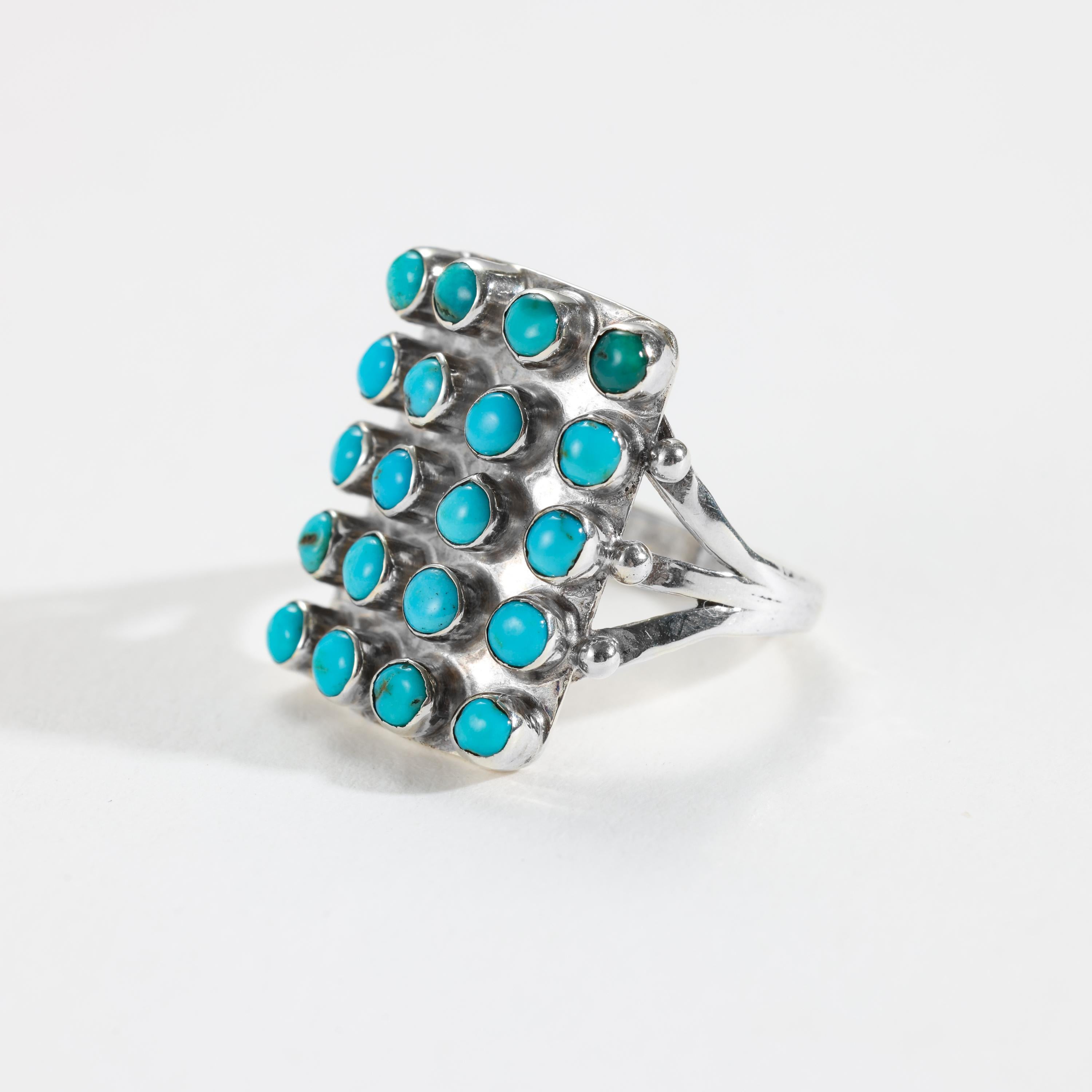 Native American Turquoise & Silver Ring American,  Circa 1920s For Sale