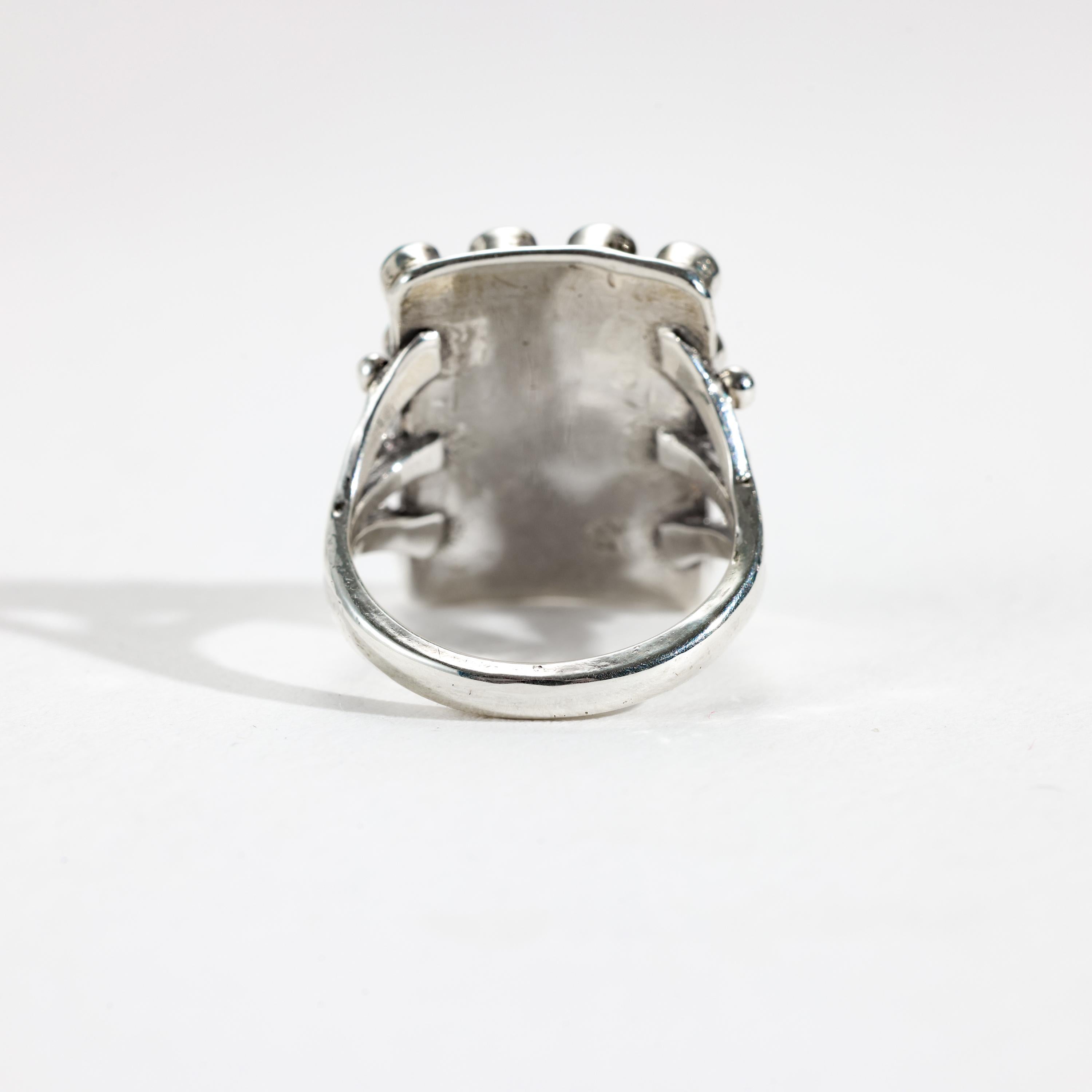 Turquoise & Silver Ring American,  Circa 1920s For Sale 1