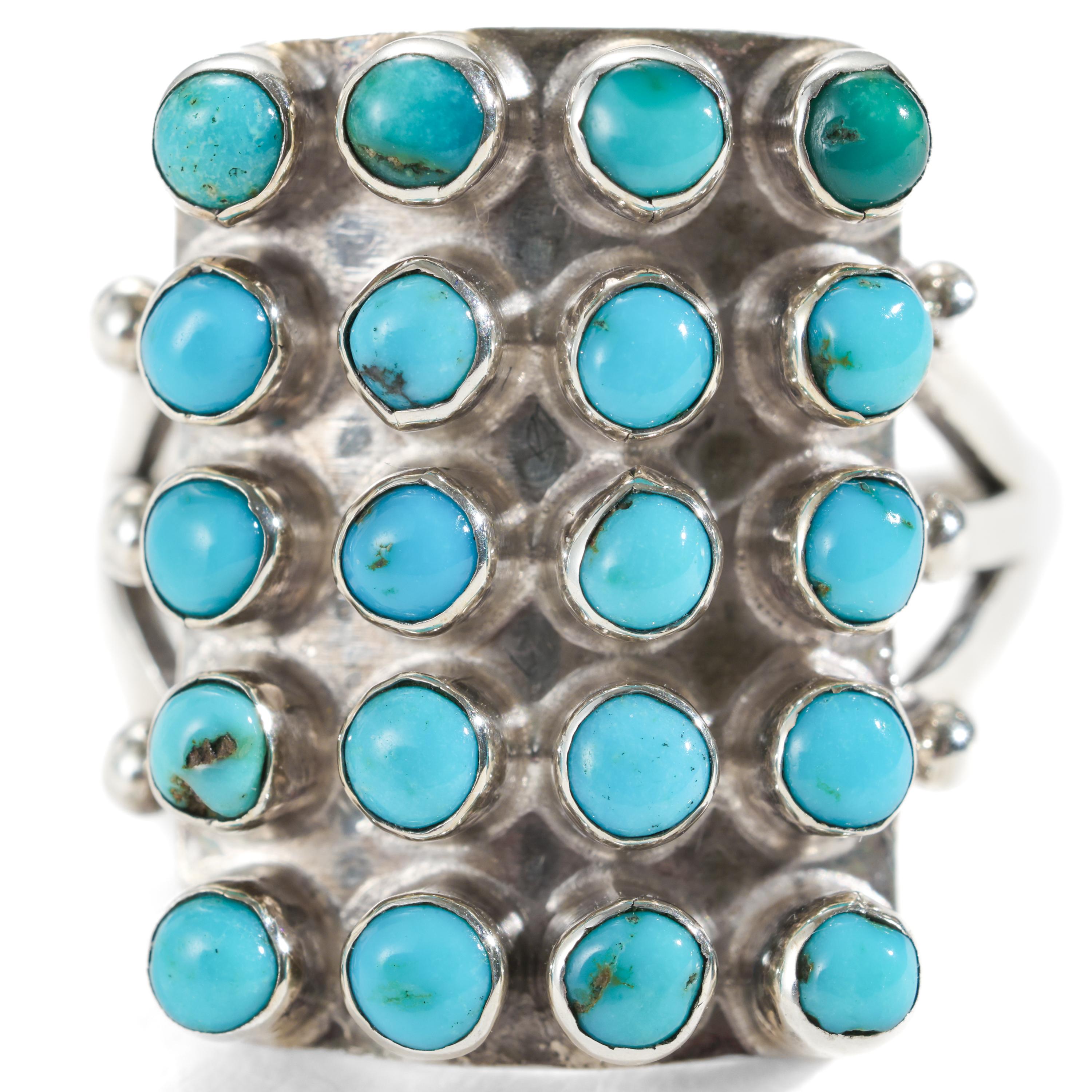 Turquoise & Silver Ring American,  Circa 1920s For Sale 2