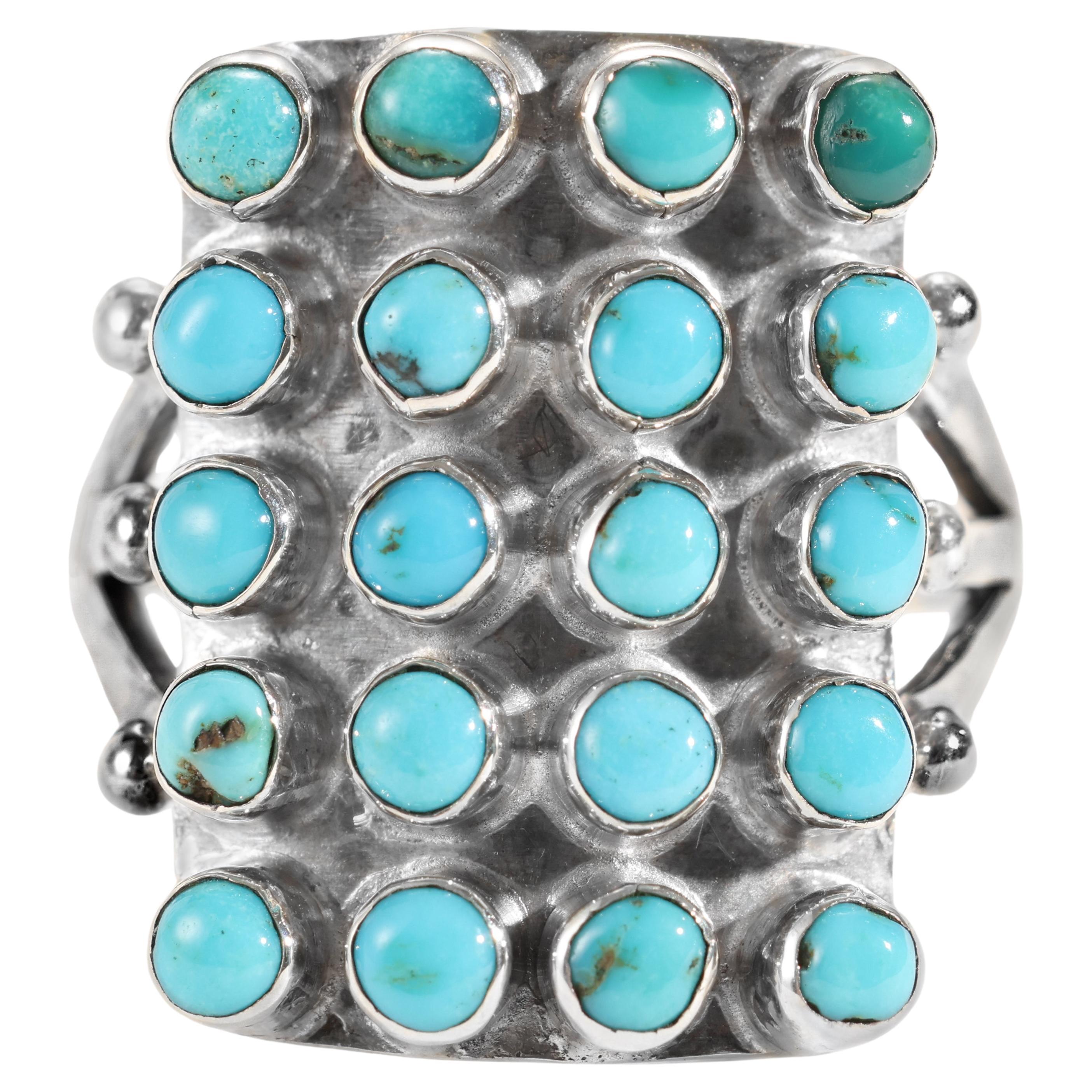 Turquoise & Silver Ring American,  Circa 1920s