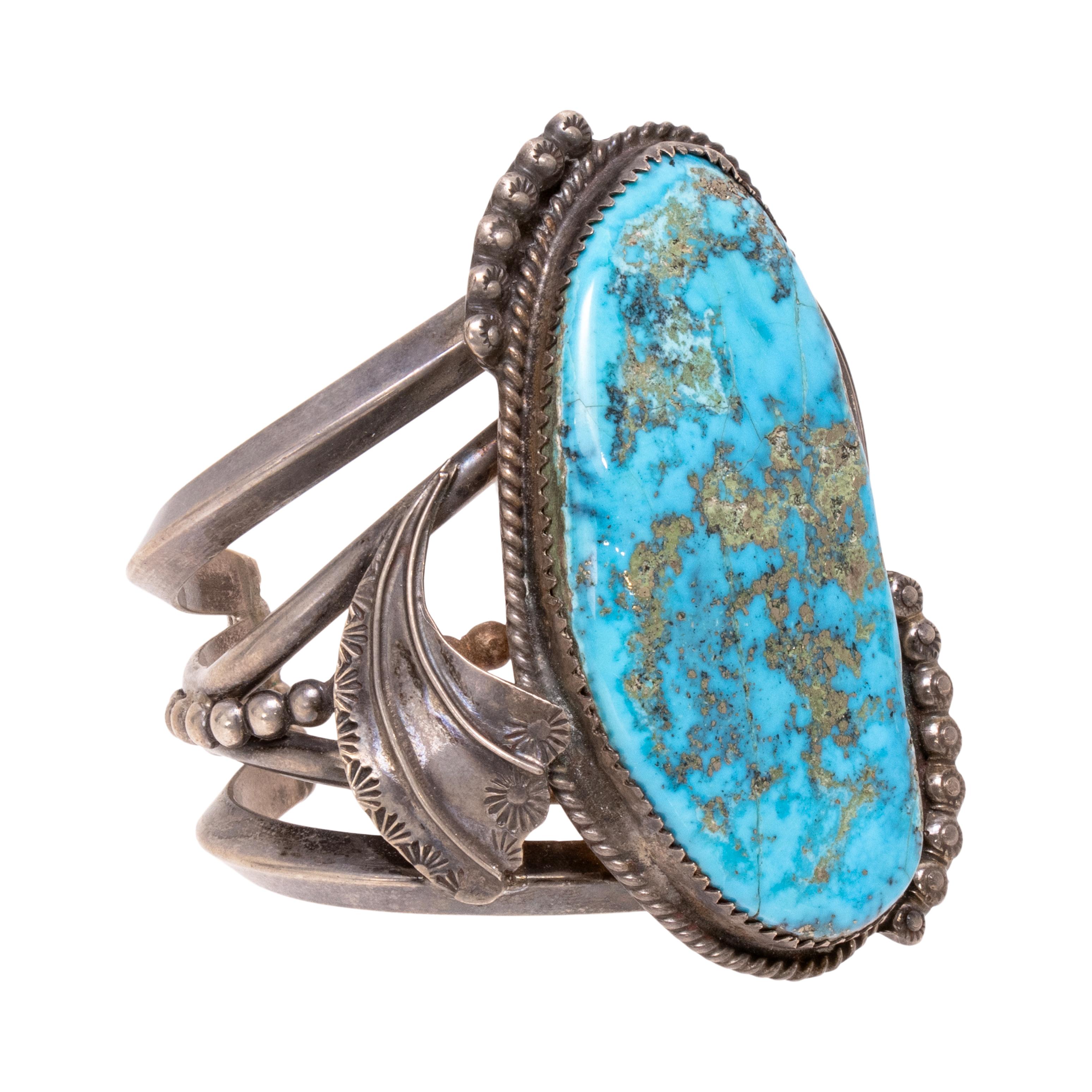 Bracelet en turquoise Single Stone Bon état - En vente à Coeur d Alene, ID