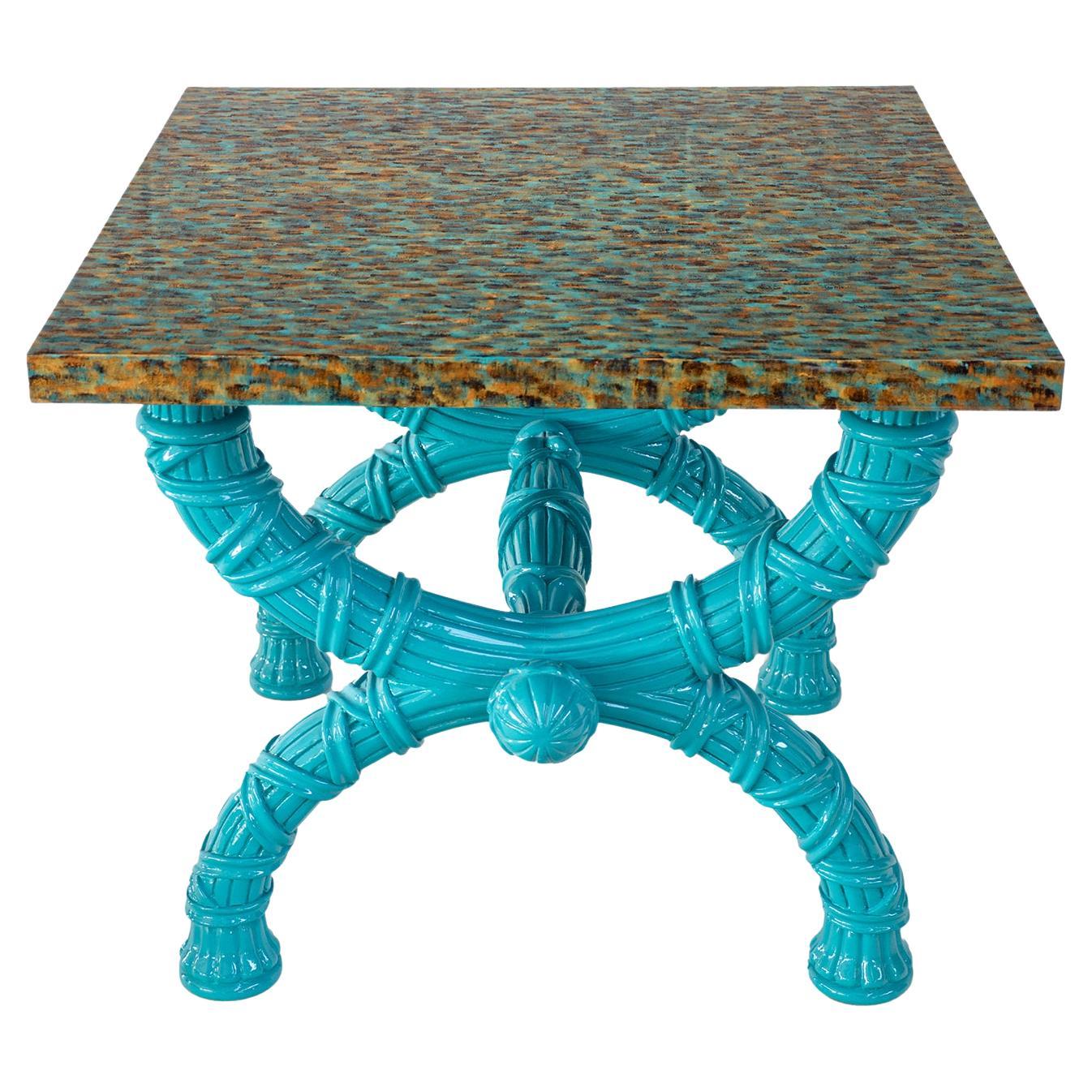 Turquoise Spider Side Table For Sale