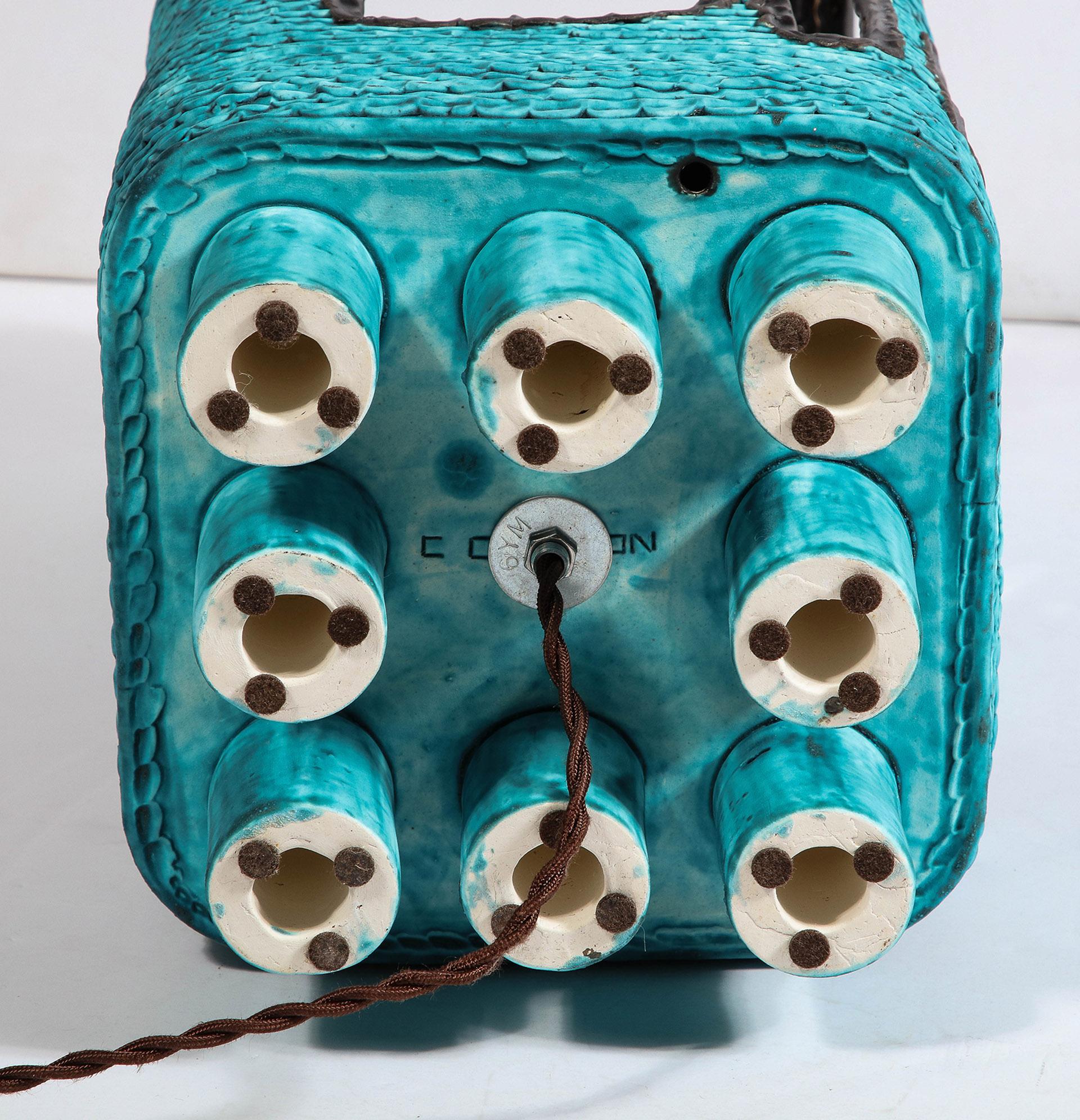 Turquoise Standing Lantern by Colleen Carlson For Sale 6