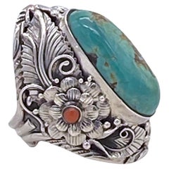 Turquoise Statement Cocktail Sterling Ring