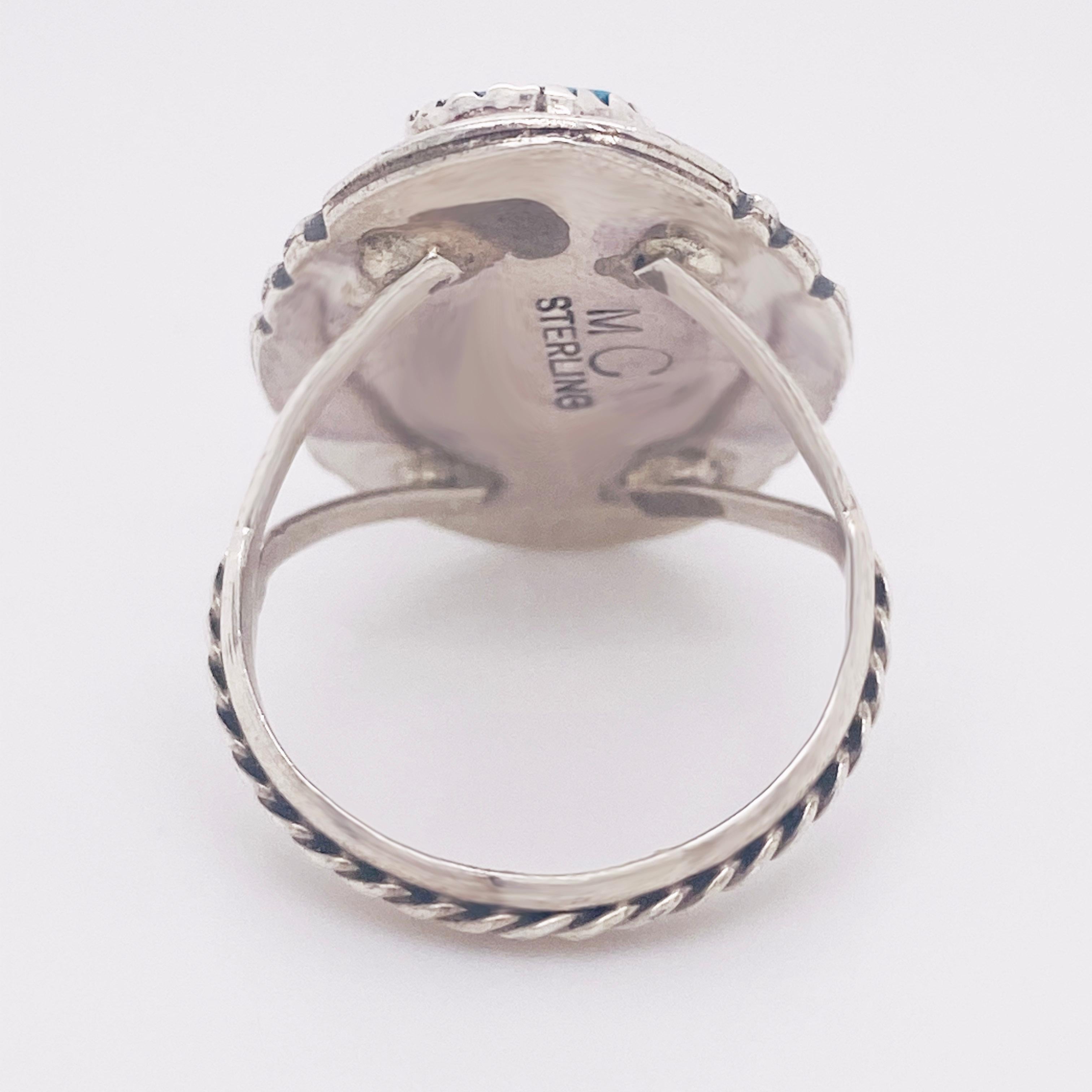 Mixed Cut Turquoise Sterling Silver Bombay Ring, Blue, 925, Multi-Stone Sterling