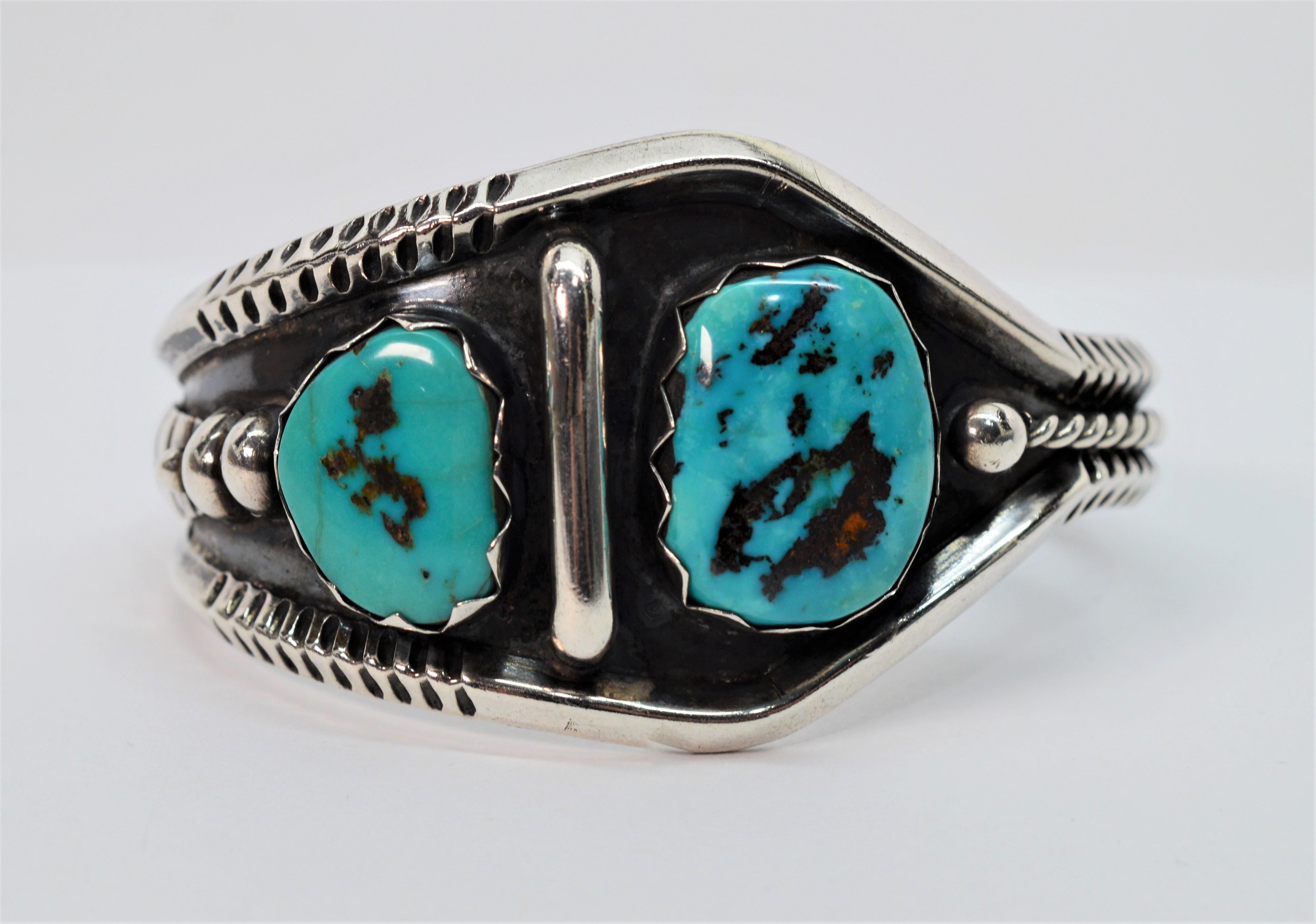 Turquoise Sterling Silver Navajo Cuff Bracelet 1