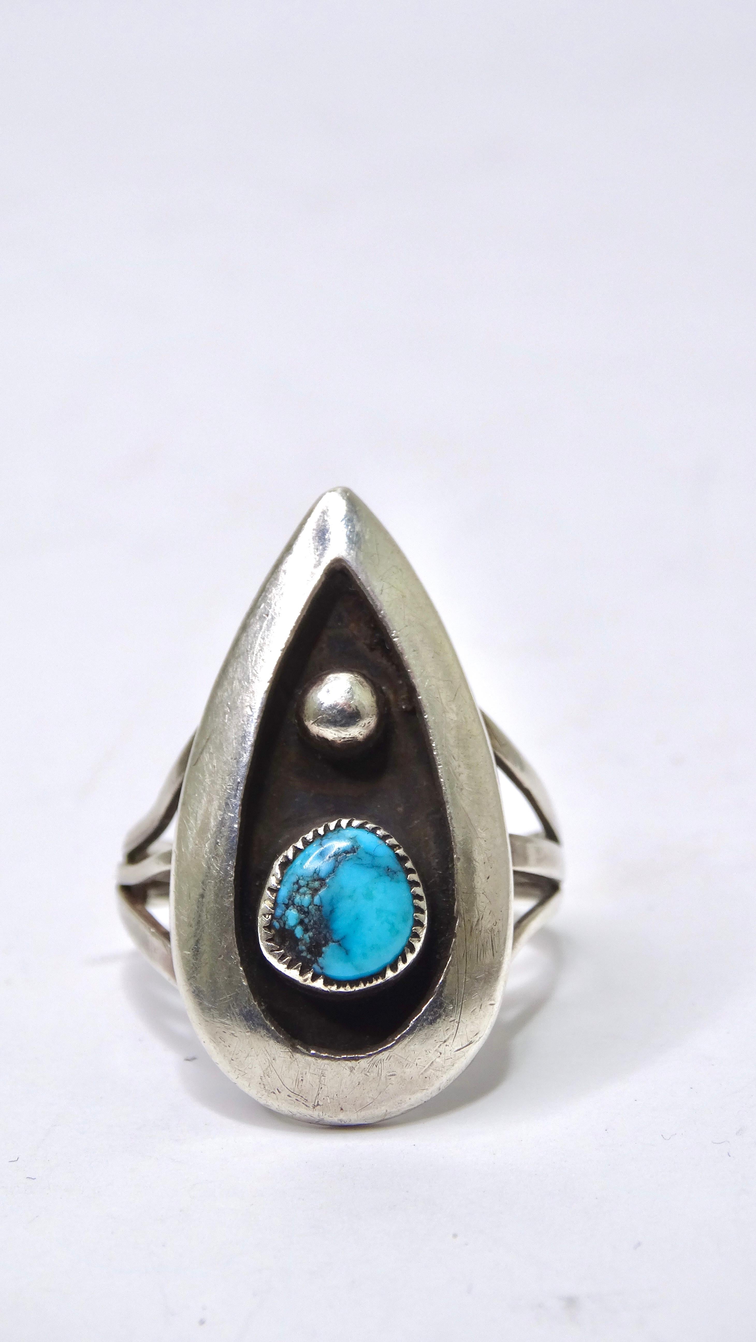 This impeccably designed ring can be yours today! Don't miss your chance to get your hands on this beautiful turquoise stone in a rough round cut. Turquoise is known for representing wisdom, tranquility, protection, good fortune, and hope. This is a