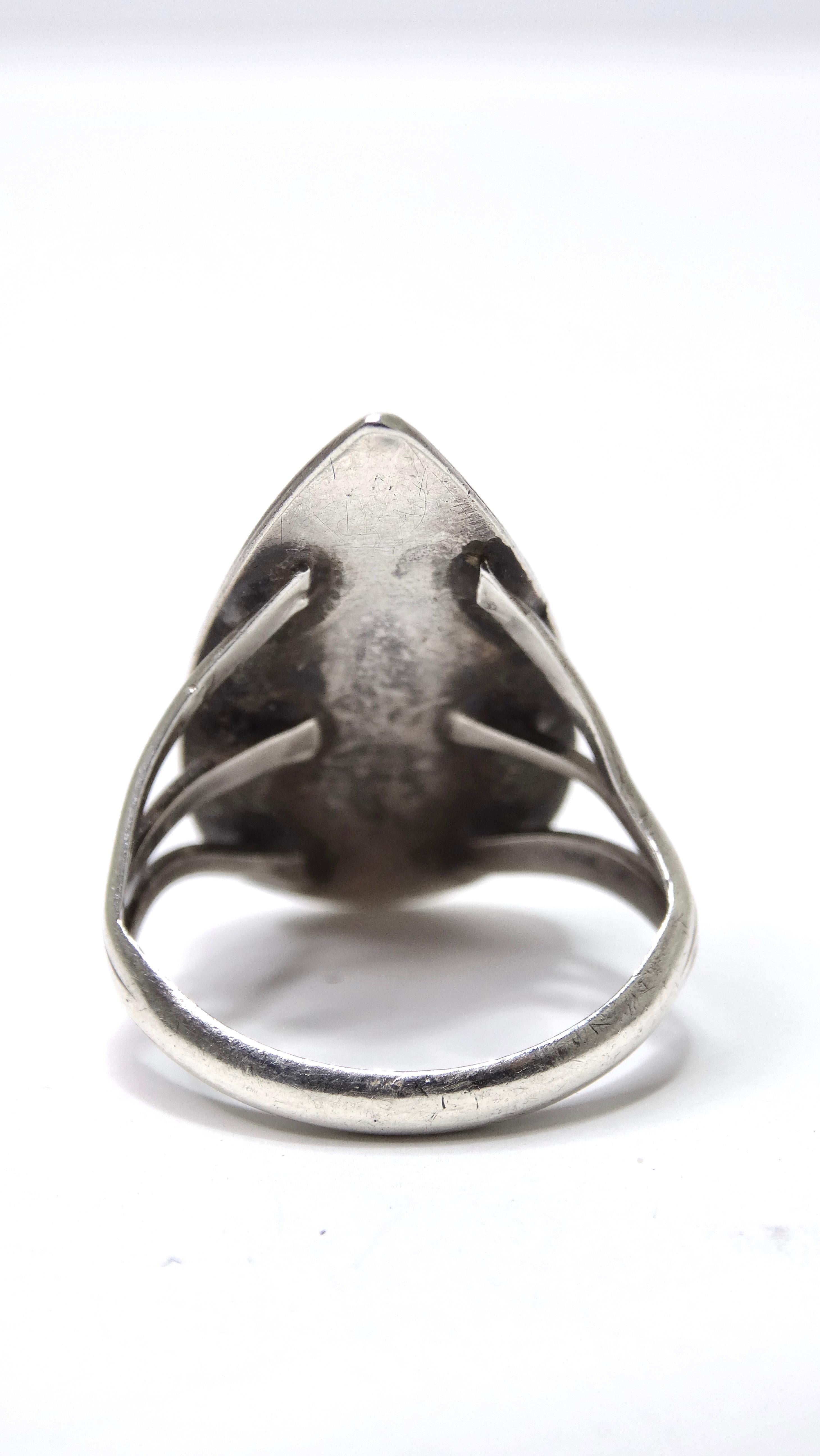 Anello con turchese a forma di pera in argento sterling In condizioni ottime in vendita a Scottsdale, AZ