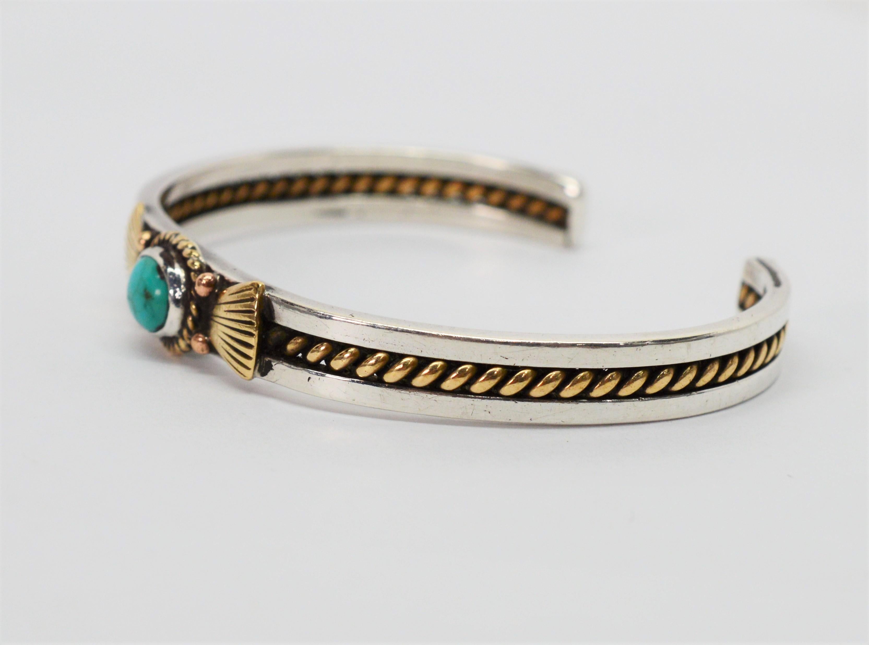 Turquoise Sterling Silver with Gold Cuff Bracelet 1