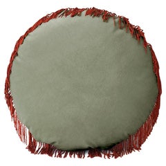 Cuscino rotondo fatto a mano in velluto verde turchese Greene & Greene Deluxe