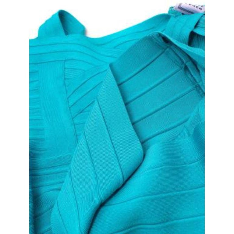 Turquoise stretch-knit bandage dress 1