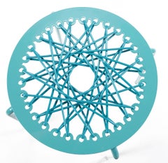 Türkisfarbener Stretch-Hocker