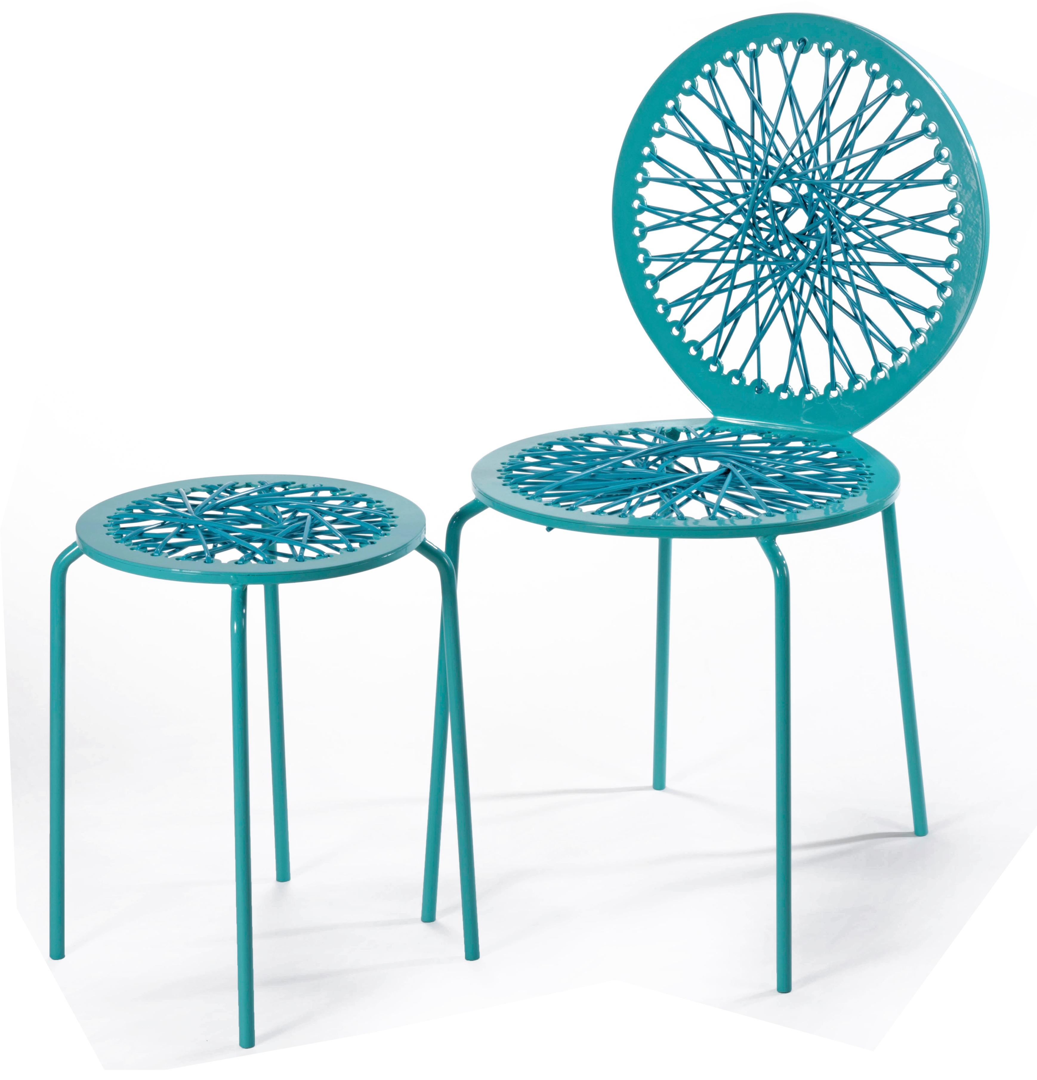 Modern Turquoise Stretch Stool For Sale