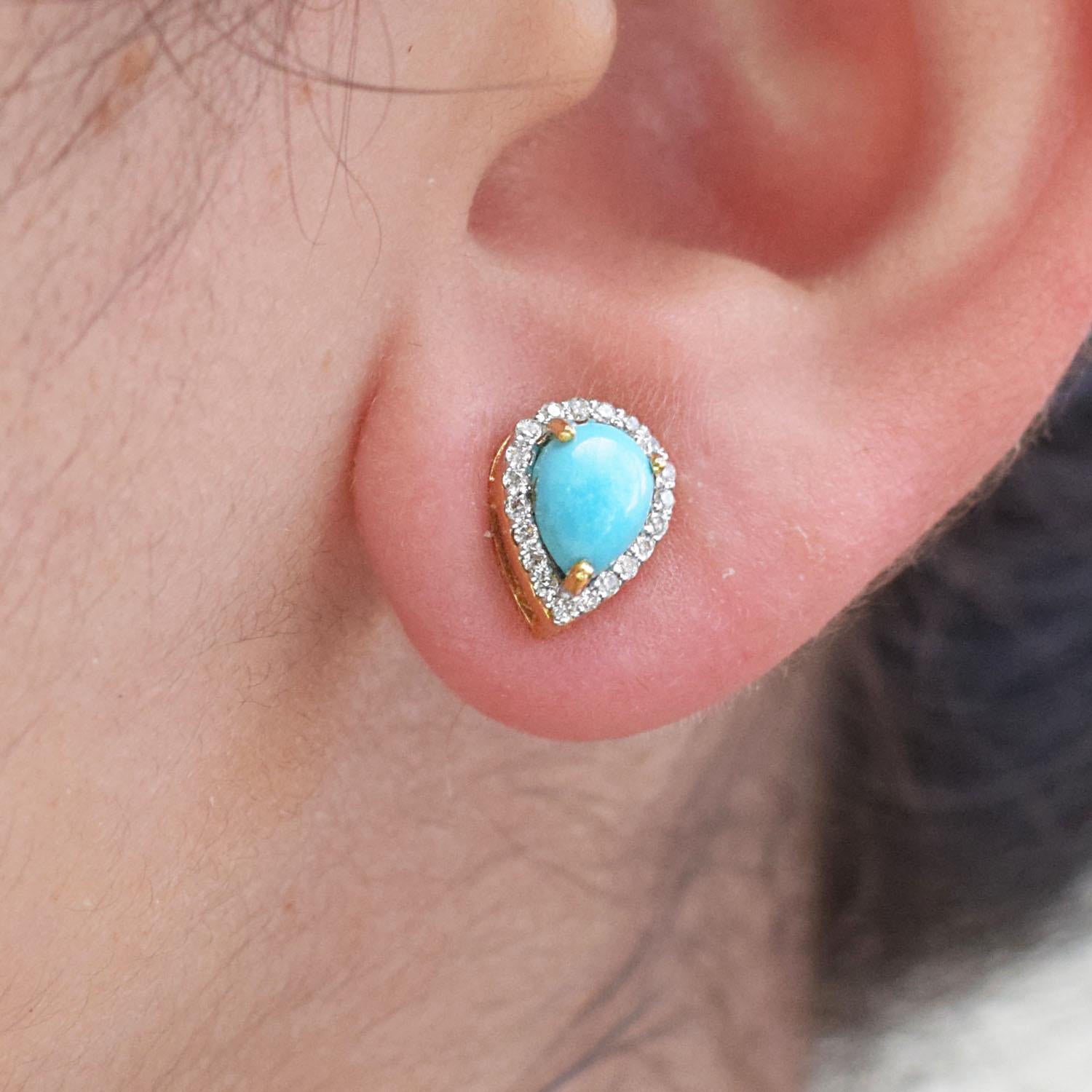 turquoise stud diamond earrings