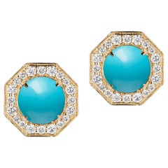 Goshwara Turquoise And Diamond Stud Earrings