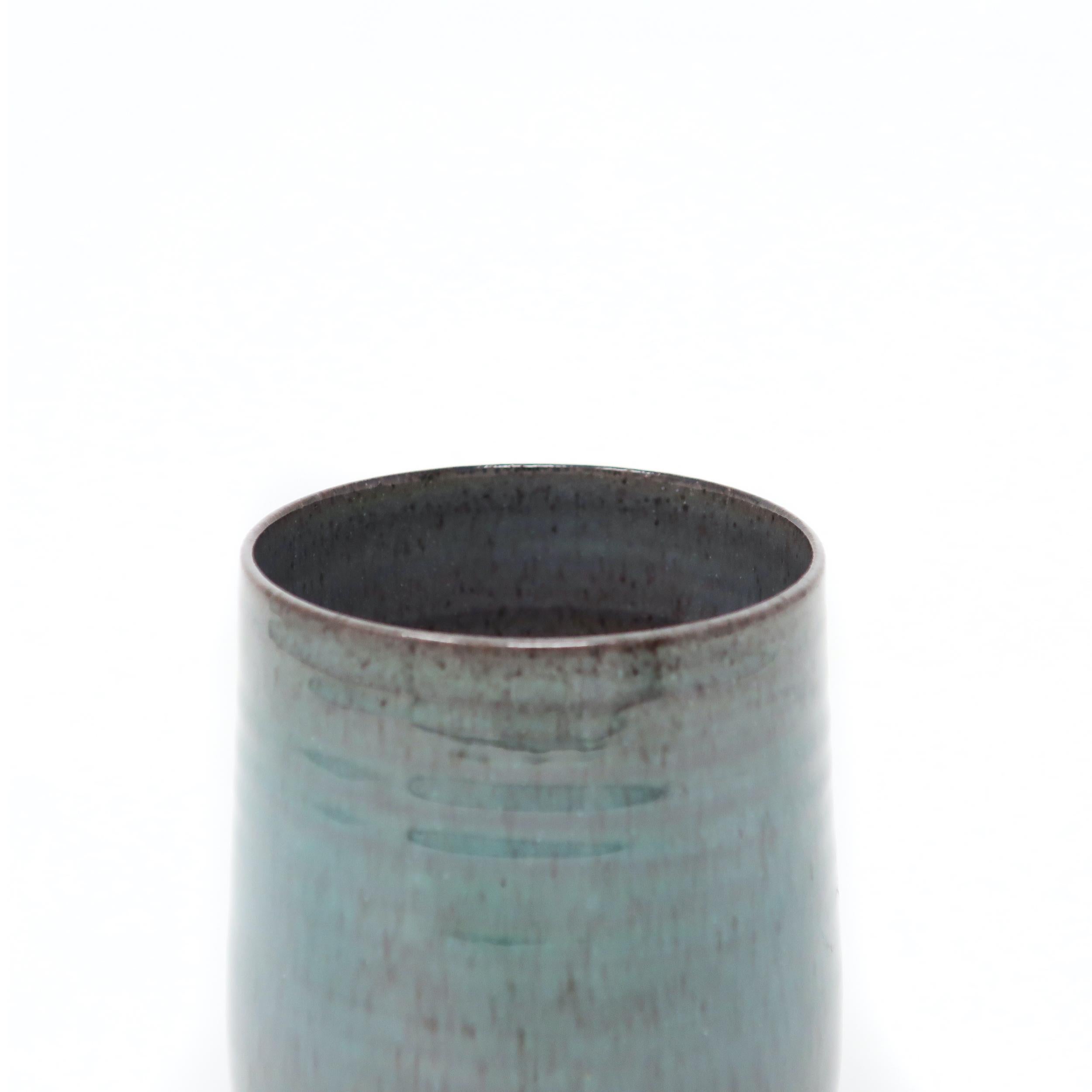 Ceramic Turquoise Studio Pottery Cup by Edwin & Mary Scheier For Sale