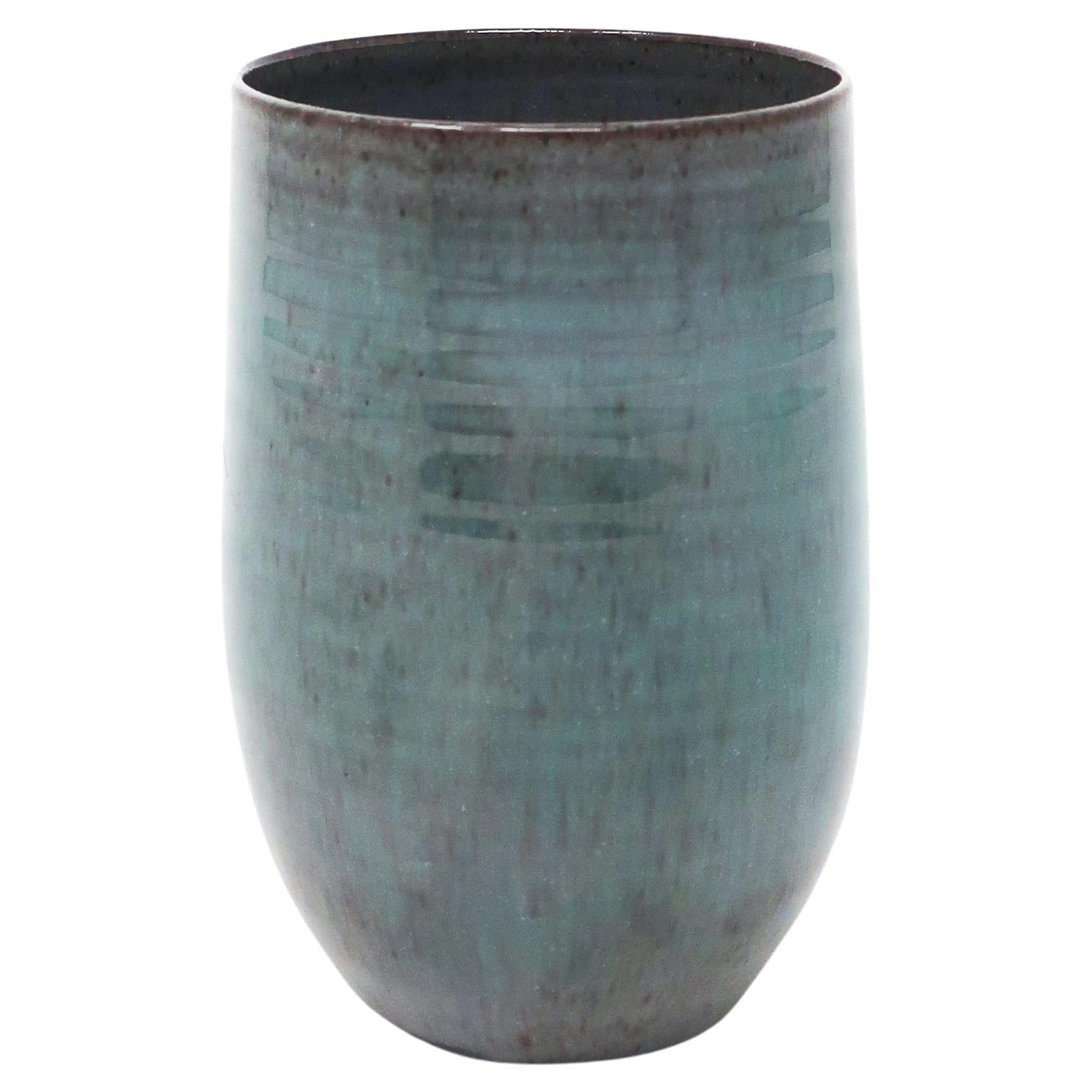 Tasse en poterie de studio turquoise d'Evans &amp; Mary Scheier en vente