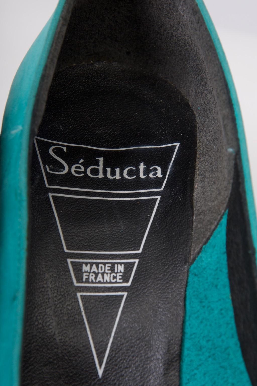 Turquoise Suede 1980s Pumps by Seducta For Sale 1