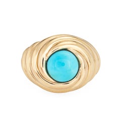 Turquoise Swirl Ring Sz 9 Estate 14k Rose Gold Cocktail Fine Jewelry