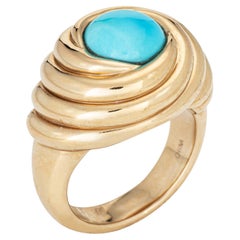 Turquoise Swirl Ring Sz 9 Estate 14k Rose Gold Cocktail Fine Jewelry Turquoise Swirl Ring Sz 9 Estate 14k Rose Gold Cocktail Fine Jewelry
