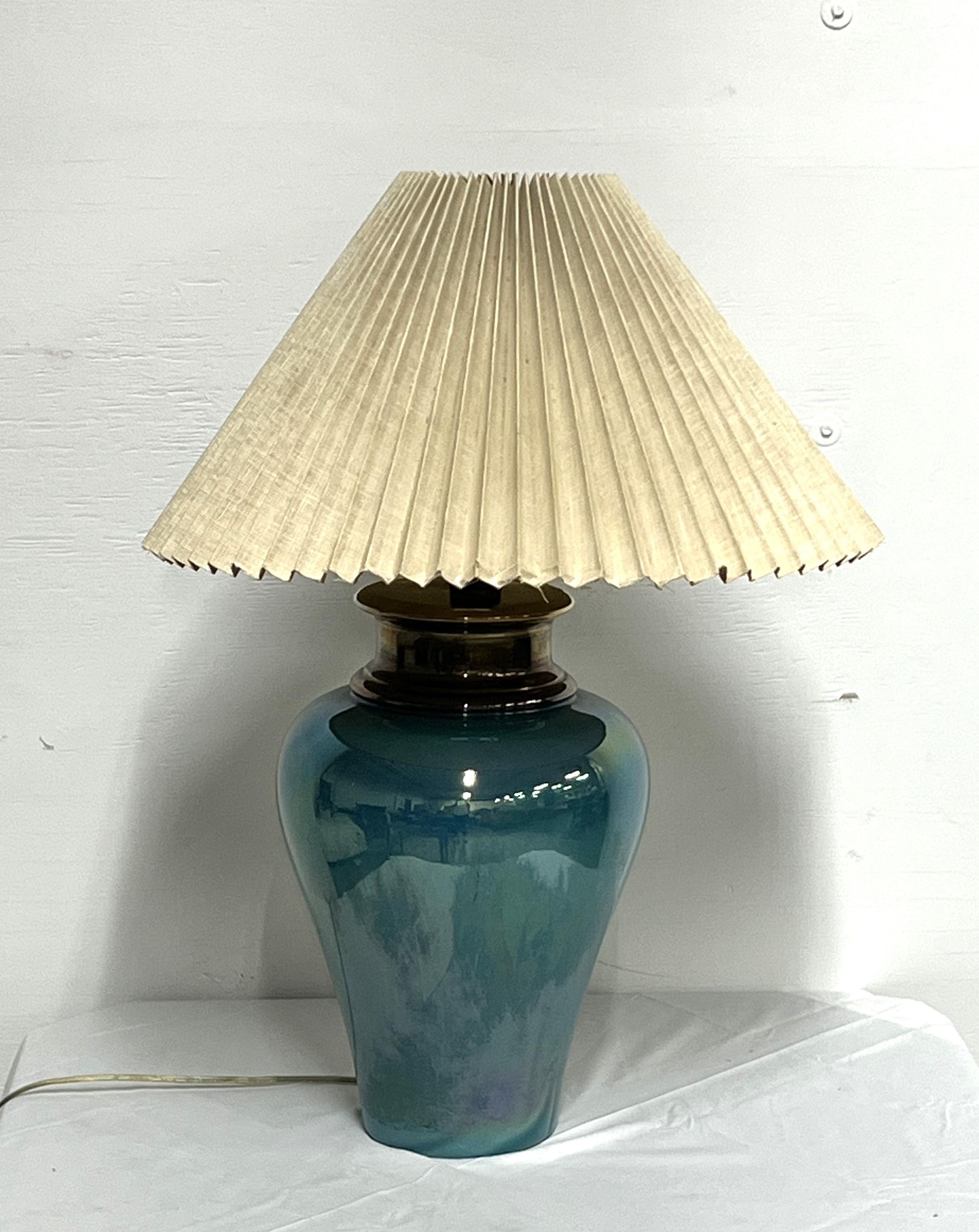 Mid Century Modern Turquoise Ceramic Table Lamp